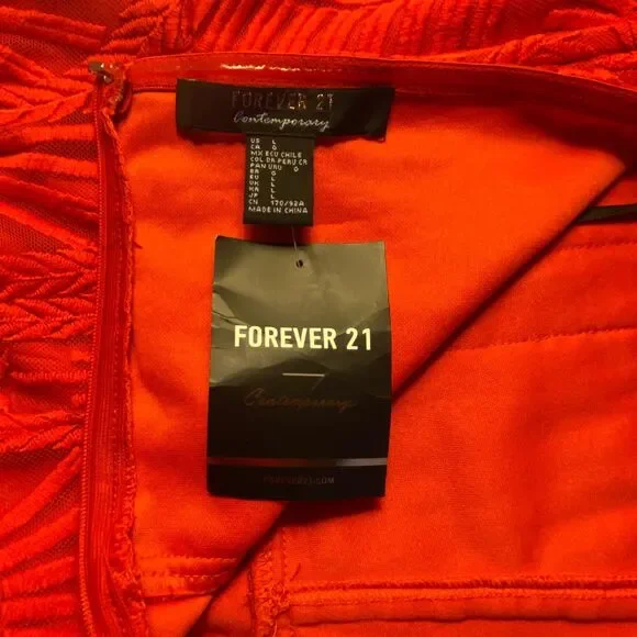 NWT Forever 21 Contemporary Red Lace Strapless Dress Size Large - Picture 5 of 6